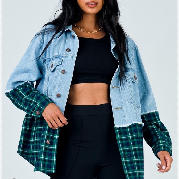 Princess Polly Larkin Denim Flannel Jacket - Picture 3 of 3